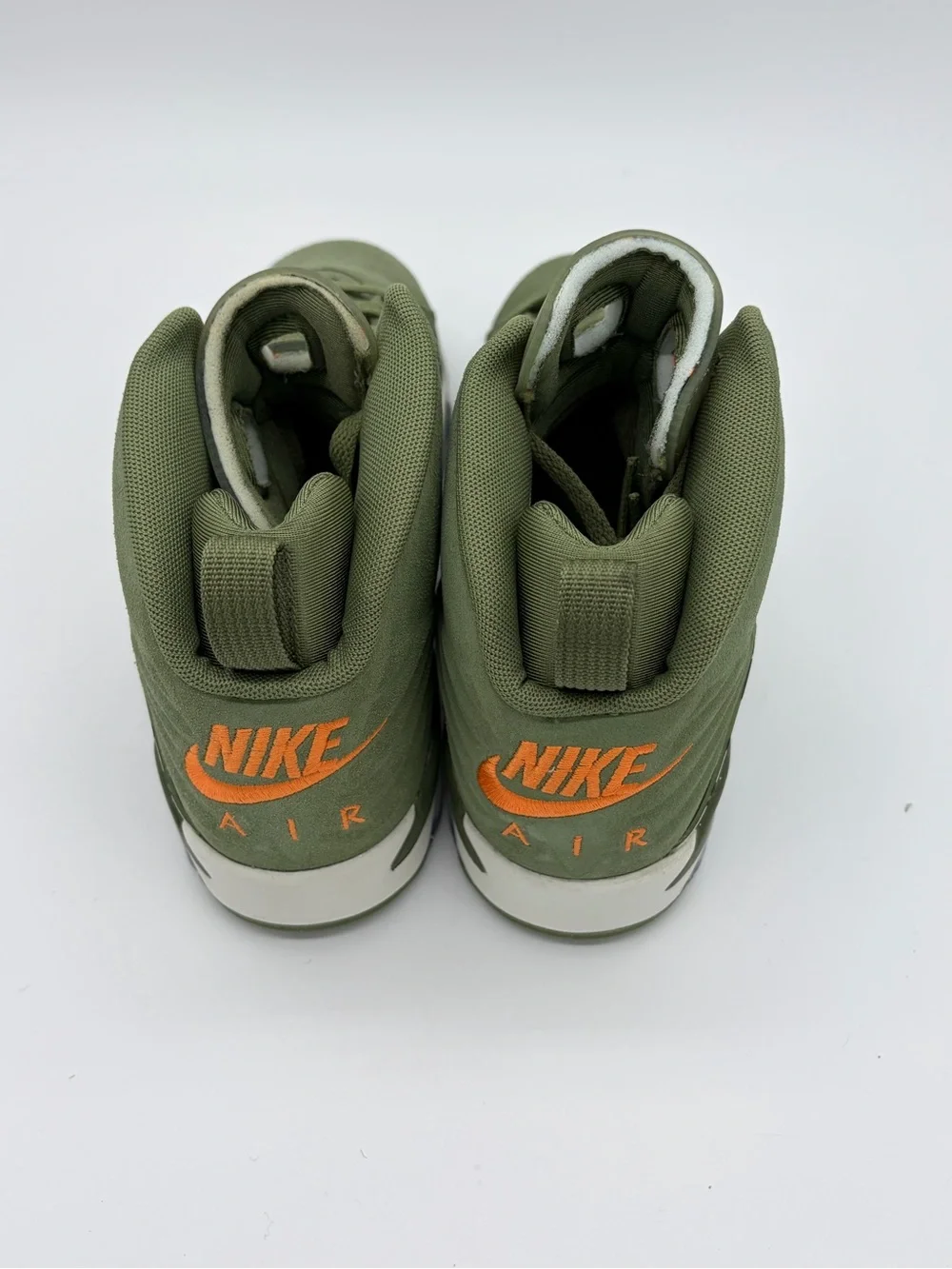 Jordan Youth High-Top Sneakers in Olive Green with Orange Jumpman